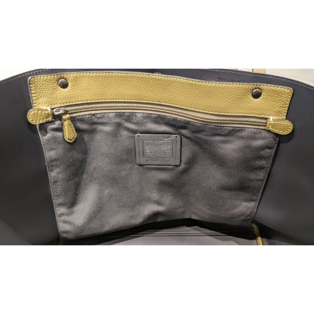 Coach Large Market Tote Pebbled Leather Army Green Turn Lock  #F58849 EXCELLENT! - Picture 12 of 14